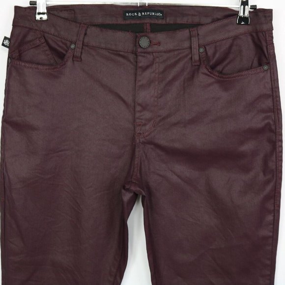 Rock & Republic‎ Berlin Skinny Slim Jeans Purple Coated 16 16M - Picture 5 of 9